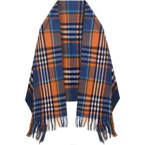 imageEXTREE Scarfs for Women Pashmina Silky Shawl Wrap for Evening Dressing Blanket Open Front Poncho CapeAhhorangeblue