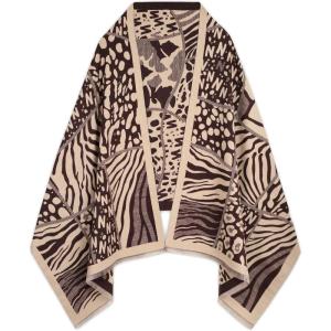 imageEXTREE Scarfs for Women Pashmina Silky Shawl Wrap for Evening Dressing Blanket Open Front Poncho CapeAhrkhakidark Brown