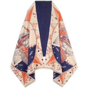 imageEXTREE Scarfs for Women Pashmina Silky Shawl Wrap for Evening Dressing Blanket Open Front Poncho CapeAhubeigeorangeship