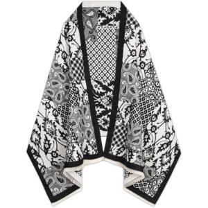 imageEXTREE Scarfs for Women Pashmina Silky Shawl Wrap for Evening Dressing Blanket Open Front Poncho CapeAhxwhiteblackcheck