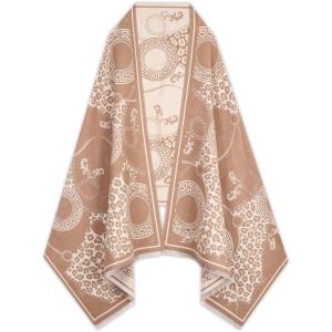 imageEXTREE Scarfs for Women Pashmina Silky Shawl Wrap for Evening Dressing Blanket Open Front Poncho CapeAhzkhakibeigejade Plate