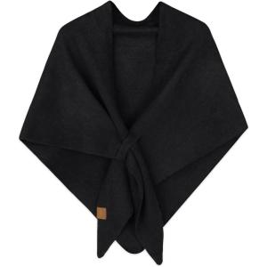 imageEXTREE Scarfs for Women Pashmina Silky Shawl Wrap for Evening Dressing Blanket Open Front Poncho CapeAiablack