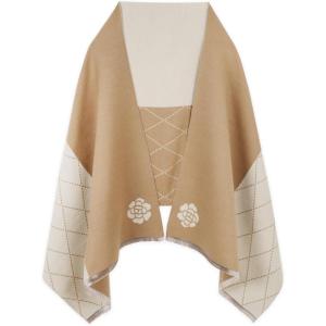 imageEXTREE Scarfs for Women Pashmina Silky Shawl Wrap for Evening Dressing Blanket Open Front Poncho CapeAifkhakibeigeflowers