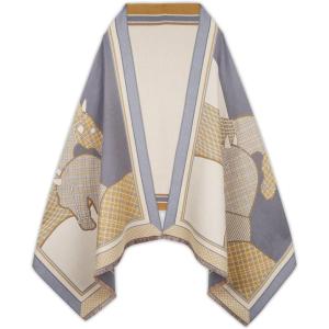 imageEXTREE Scarfs for Women Pashmina Silky Shawl Wrap for Evening Dressing Blanket Open Front Poncho CapeAijbeigeblue Grey