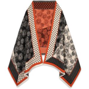 imageEXTREE Scarfs for Women Pashmina Silky Shawl Wrap for Evening Dressing Blanket Open Front Poncho CapeAikblackorange