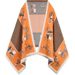 imageEXTREE Scarfs for Women Pashmina Silky Shawl Wrap for Evening Dressing Blanket Open Front Poncho CapeAiqorangeclassic Car