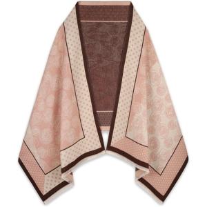 imageEXTREE Scarfs for Women Pashmina Silky Shawl Wrap for Evening Dressing Blanket Open Front Poncho CapeAirlight Salmonflowers