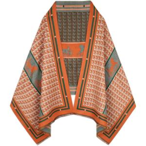 imageEXTREE Scarfs for Women Pashmina Silky Shawl Wrap for Evening Dressing Blanket Open Front Poncho CapeAixwhiteorangehorses