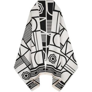 imageEXTREE Scarfs for Women Pashmina Silky Shawl Wrap for Evening Dressing Blanket Open Front Poncho CapeAjablackwhitegeometric Diagram