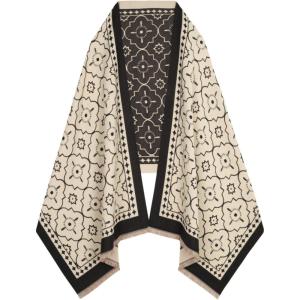 imageEXTREE Scarfs for Women Pashmina Silky Shawl Wrap for Evening Dressing Blanket Open Front Poncho CapeAjbblackbeige