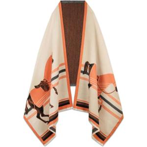 imageEXTREE Scarfs for Women Pashmina Silky Shawl Wrap for Evening Dressing Blanket Open Front Poncho CapeColora102