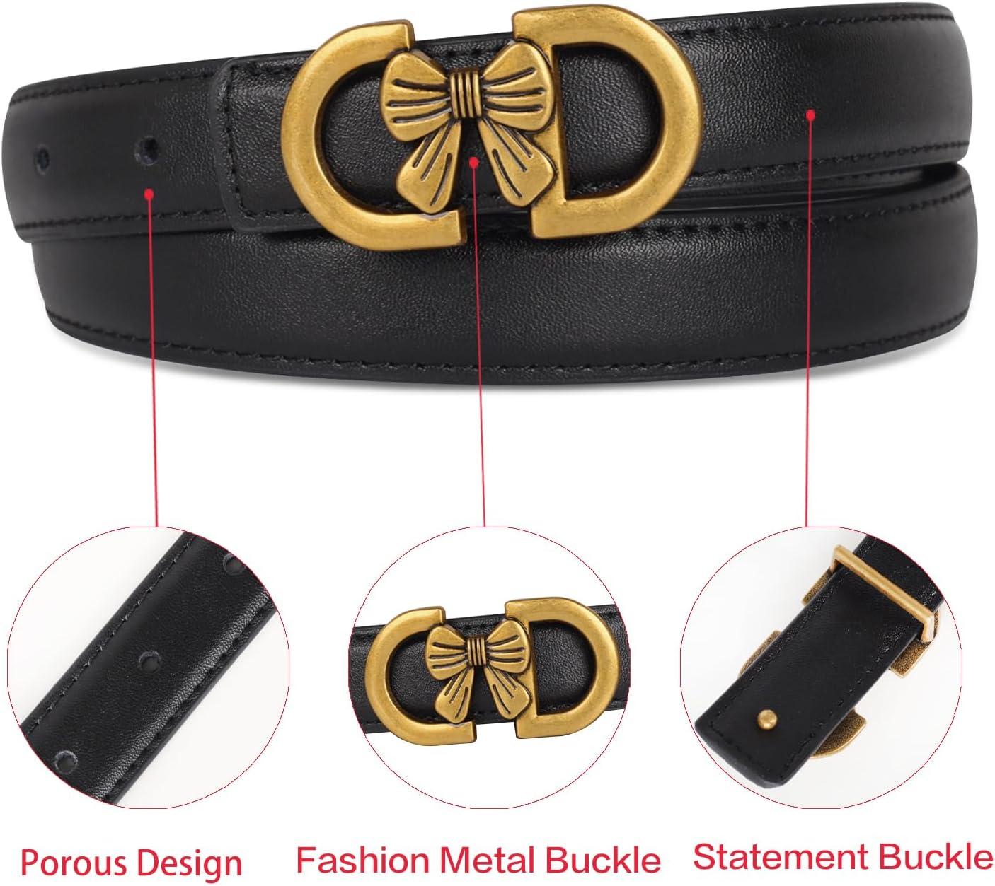 imageEXTREE Gold Buckle Belts for Women Fashion Waist Band Elegant Ladies Belt Gift for WomenIdeal for Dresses JeansGold Vintage Black Leather Belt