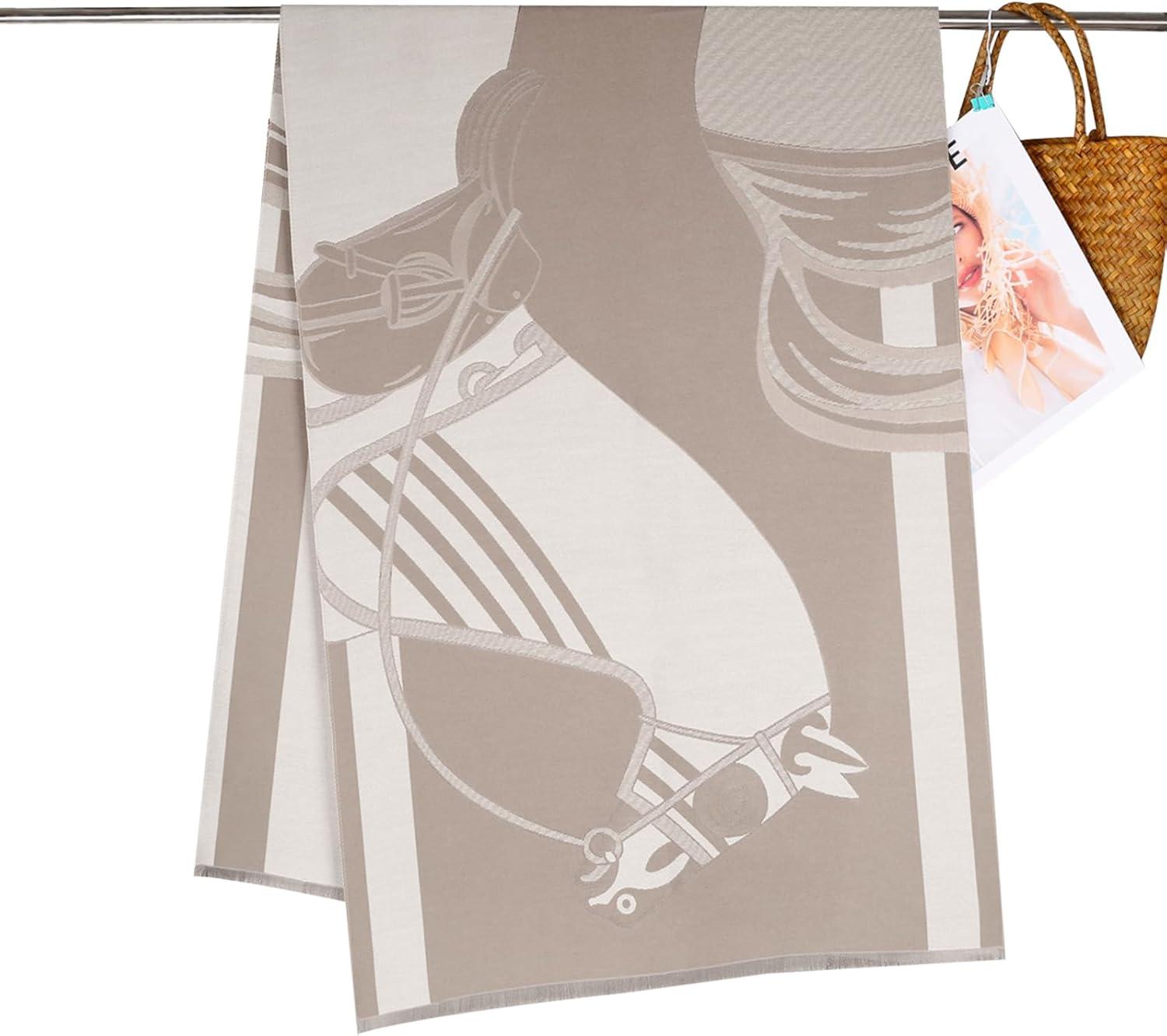 imageEXTREE Womens Scarf Wrap Soft ampamp Warm Shawl Lightweight SkinFriendly Versatile for All Seasons Holiday Gift IdeaKhakicolored Handsome Horse