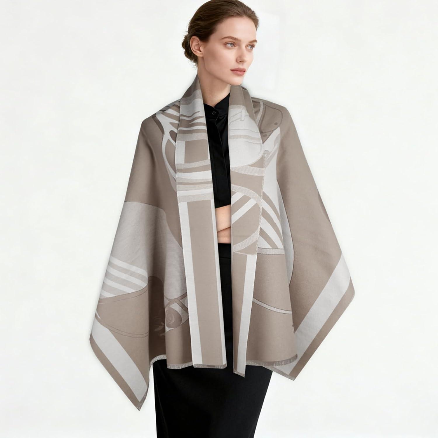 imageEXTREE Womens Scarf Wrap Soft ampamp Warm Shawl Lightweight SkinFriendly Versatile for All Seasons Holiday Gift IdeaKhakicolored Handsome Horse