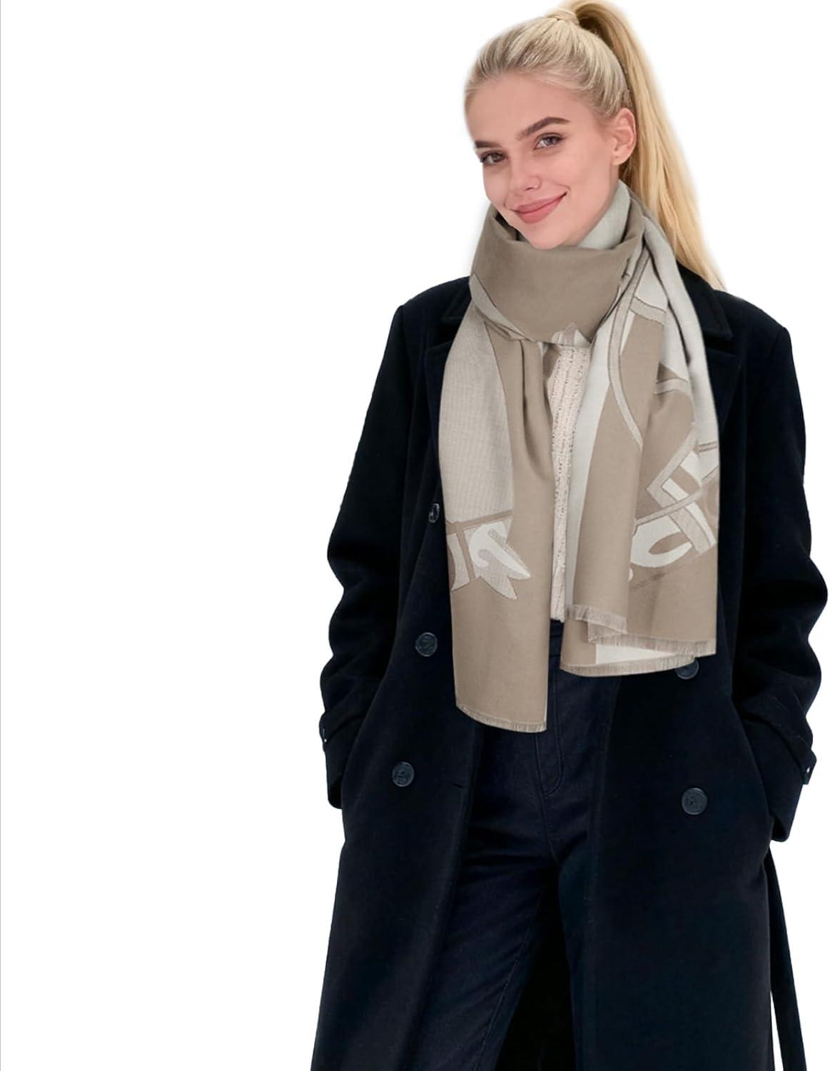 imageEXTREE Womens Scarf Wrap Soft ampamp Warm Shawl Lightweight SkinFriendly Versatile for All Seasons Holiday Gift IdeaKhakicolored Handsome Horse