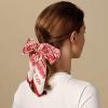 imageEXTREE 100 Pure Mulberry Silk Scarf Fashion Hair for Women Scarf Lightweight Square Neckerchief 275 275 inchesRed