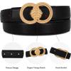imageEXTREE Gold Buckle Belts for Women Fashion Waist Band Elegant Ladies Belt Gift for WomenIdeal for Dresses JeansBlack Leather Belt With Gold Double Circle Buckle