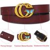 imageEXTREE Gold Buckle Belts for Women Fashion Waist Band Elegant Ladies Belt Gift for WomenIdeal for Dresses JeansGold Butterfly Clasp  Burgundy Leather