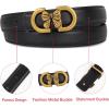 imageEXTREE Gold Buckle Belts for Women Fashion Waist Band Elegant Ladies Belt Gift for WomenIdeal for Dresses JeansGold Vintage Black Leather Belt
