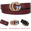 imageEXTREE Gold Buckle Belts for Women Fashion Waist Band Elegant Ladies Belt Gift for WomenIdeal for Dresses JeansLight Gold Butterfly Clasp  Burgundy Leather