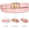 imageEXTREE Gold Buckle Belts for Women Fashion Waist Band Elegant Ladies Belt Gift for WomenIdeal for Dresses JeansWomens Pink Leather Belt With a Gold and Pearl Rhinestone Buckle