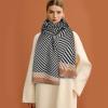 imageEXTREE Womens Scarf Wrap Soft ampamp Warm Shawl Lightweight SkinFriendly Versatile for All Seasons Holiday Gift IdeaBrown Frame With Black and White Stripes