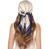 imageEXTREE 100 Pure Mulberry Silk Scarf Fashion Hair for Women Scarf Lightweight Square Neckerchief 275 275 inchesLf Beige Blue Edge