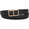 Black Leather Belt With a Gold Square Buckle