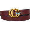 imageEXTREE Gold Buckle Belts for Women Fashion Waist Band Elegant Ladies Belt Gift for WomenIdeal for Dresses JeansGold Butterfly Clasp  Burgundy Leather