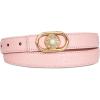 imageEXTREE Gold Buckle Belts for Women Fashion Waist Band Elegant Ladies Belt Gift for WomenIdeal for Dresses JeansWomens Pink Leather Belt With a Gold and Pearl Rhinestone Buckle