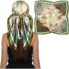 imageEXTREE Head Scarf for Women Like Silk Scarf Hair Scarf Printed Square Scarf Bandanas for Women 35 InchesDark Green