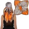 imageEXTREE Head Scarf for Women Like Silk Scarf Hair Scarf Printed Square Scarf Bandanas for Women 35 InchesOrange Coffee Color