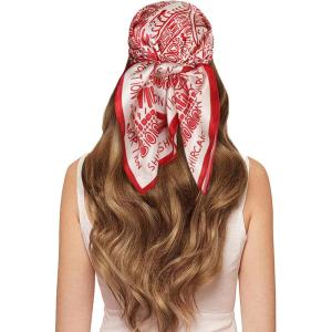 imageEXTREE 100 Pure Mulberry Silk Scarf Fashion Hair for Women Scarf Lightweight Square Neckerchief 275 275 inchesRed