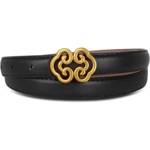 imageEXTREE Gold Buckle Belts for Women Fashion Waist Band Elegant Ladies Belt Gift for WomenIdeal for Dresses JeansBlack Leather Belt With a Gold Flower Buckle