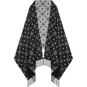 imageEXTREE Womens Scarf Wrap Soft ampamp Warm Shawl Lightweight SkinFriendly Versatile for All Seasons Holiday Gift IdeaBlack and White Cross Snowflake