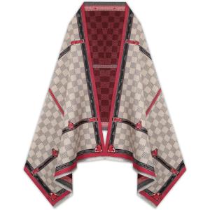 imageEXTREE Womens Scarf Wrap Soft ampamp Warm Shawl Lightweight SkinFriendly Versatile for All Seasons Holiday Gift IdeaCheckered Pattern in Rose Red