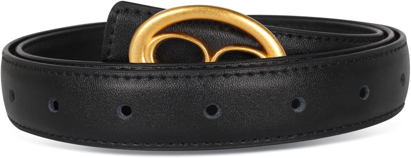 imageEXTREE Gold Buckle Belts for Women Fashion Waist Band Elegant Ladies Belt Gift for WomenIdeal for Dresses JeansBlack Gold Vintage Round Buckle Belt