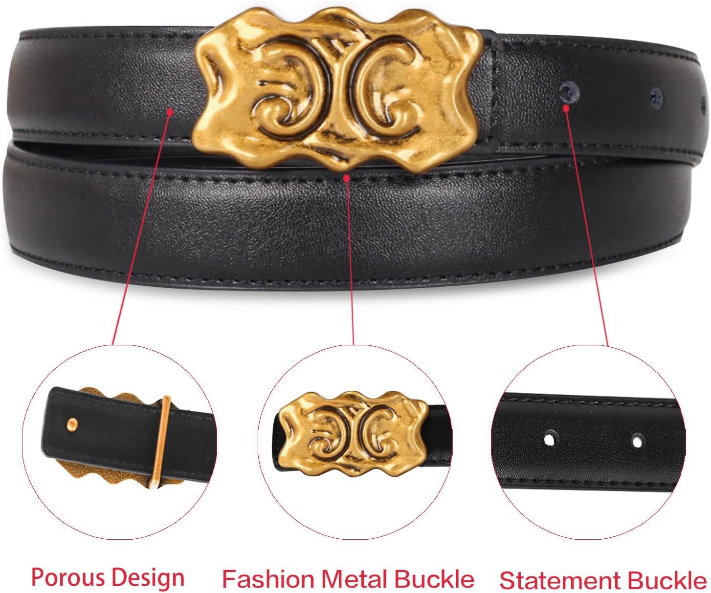 imageEXTREE Gold Buckle Belts for Women Fashion Waist Band Elegant Ladies Belt Gift for WomenIdeal for Dresses JeansVintage Gold Buckle Belt