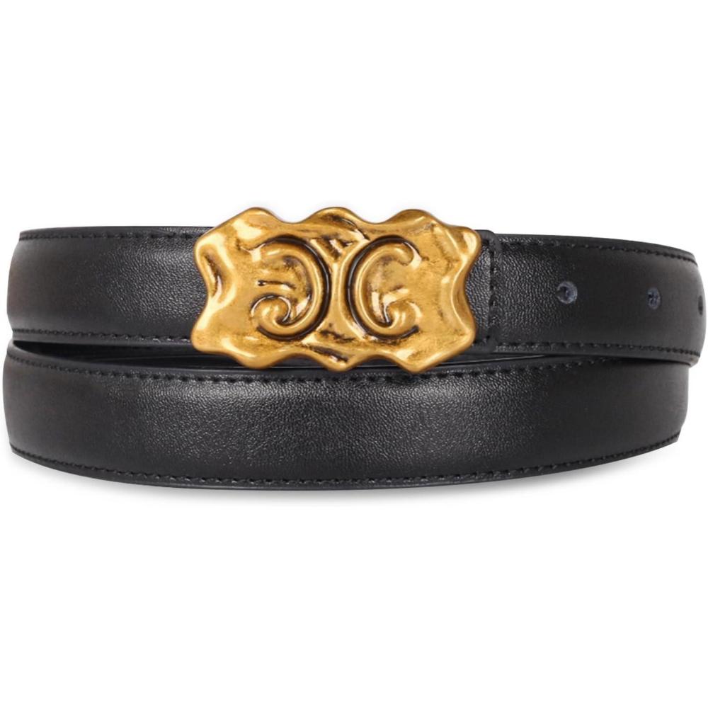 imageEXTREE Gold Buckle Belts for Women Fashion Waist Band Elegant Ladies Belt Gift for WomenIdeal for Dresses JeansVintage Gold Buckle Belt