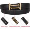 imageEXTREE Gold Buckle Belts for Women Fashion Waist Band Elegant Ladies Belt Gift for WomenIdeal for Dresses JeansBlack Belt Gold Buckle Design