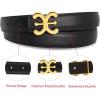 imageEXTREE Gold Buckle Belts for Women Fashion Waist Band Elegant Ladies Belt Gift for WomenIdeal for Dresses JeansBlack Belt Gold Buckle Design Style