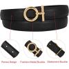imageEXTREE Gold Buckle Belts for Women Fashion Waist Band Elegant Ladies Belt Gift for WomenIdeal for Dresses JeansBlack Belt With Gold Round Buckle