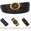 imageEXTREE Gold Buckle Belts for Women Fashion Waist Band Elegant Ladies Belt Gift for WomenIdeal for Dresses JeansBlack Gold Vintage Round Buckle Belt