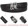 imageEXTREE Gold Buckle Belts for Women Fashion Waist Band Elegant Ladies Belt Gift for WomenIdeal for Dresses JeansBlack Silver Buckle Design Style