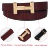 imageEXTREE Gold Buckle Belts for Women Fashion Waist Band Elegant Ladies Belt Gift for WomenIdeal for Dresses JeansBurgundy Gold Buckle