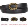 imageEXTREE Gold Buckle Belts for Women Fashion Waist Band Elegant Ladies Belt Gift for WomenIdeal for Dresses JeansGolden Vintage Black Leather Belt