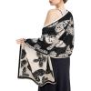 imageEXTREE Scarfs for Women Pashmina Silky Shawl Wrap for Evening Dressing Blanket Open Front Poncho CapeAjlbeigeblackbutterfly