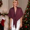 imageEXTREE Scarfs for Women Pashmina Silky Shawl Wrap for Evening Dressing Blanket Open Front Poncho CapeAjtburgundy