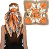 imageEXTREE Head Scarf for Women Like Silk Scarf Hair Scarf Printed Square Scarf Bandanas for Women 35 InchesImperial Warhorse Orange