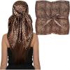 imageEXTREE Head Scarf for Women Like Silk Scarf Hair Scarf Printed Square Scarf Bandanas for Women 35 InchesLeopard Print Brown